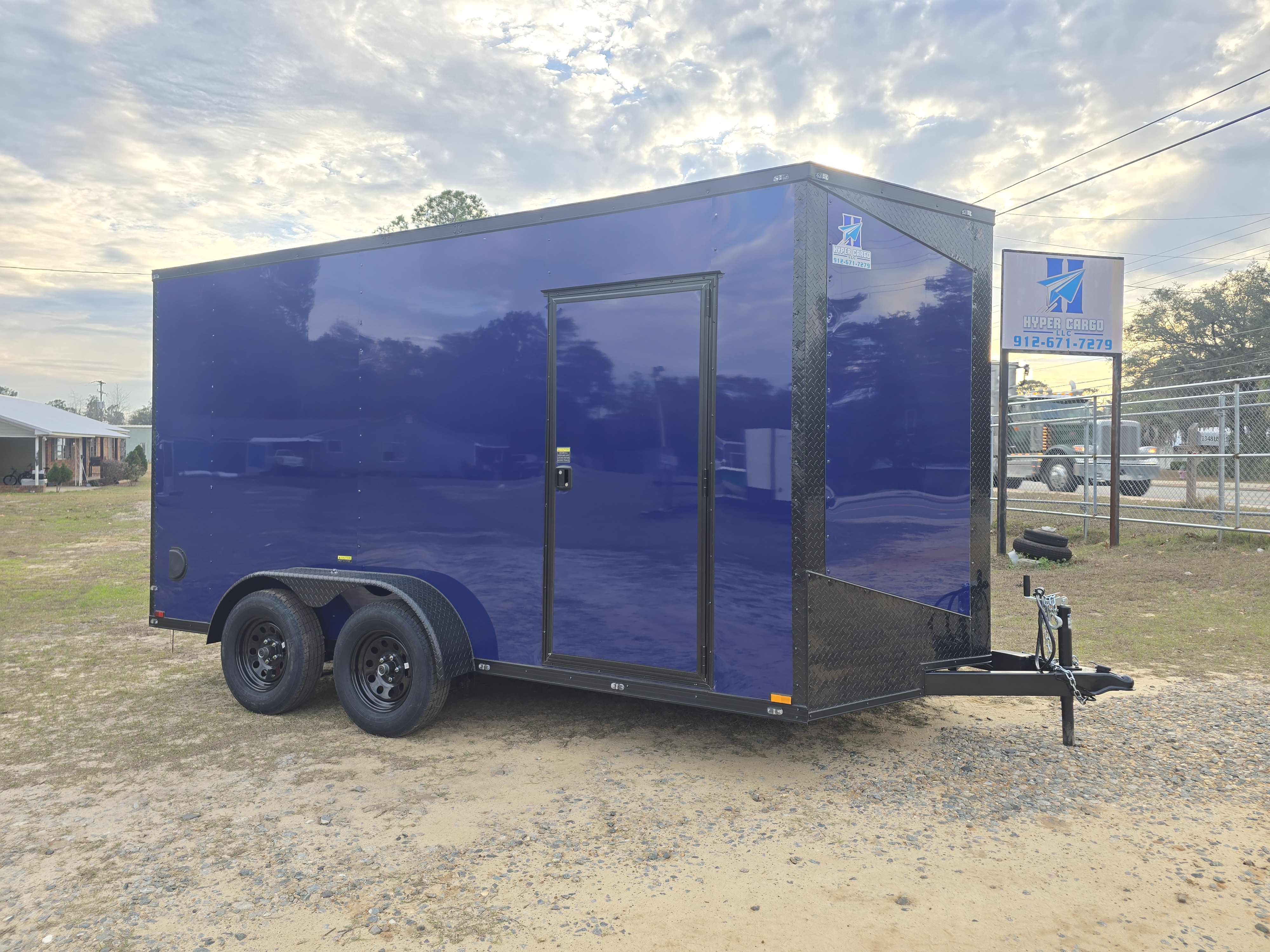 7x14 TA Enclosed Trailer Dark Blue